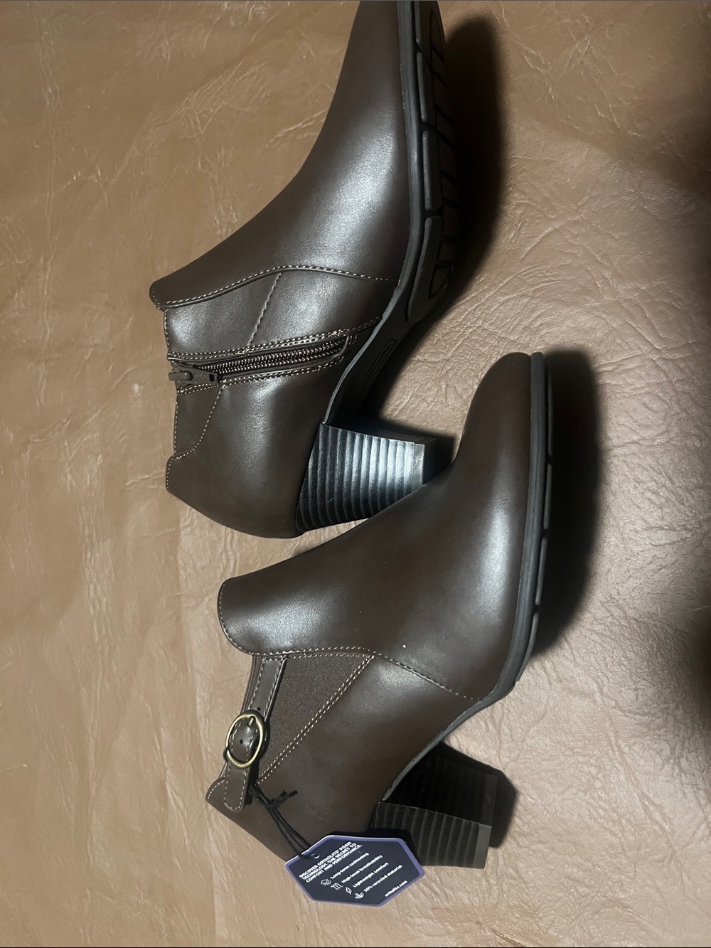 croft & barrow Dark Brown Block Heel Ankle Booties